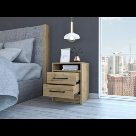 TUHOME Eter Nightstand, Superior Top, Two Drawers, Light Oak MLD6562